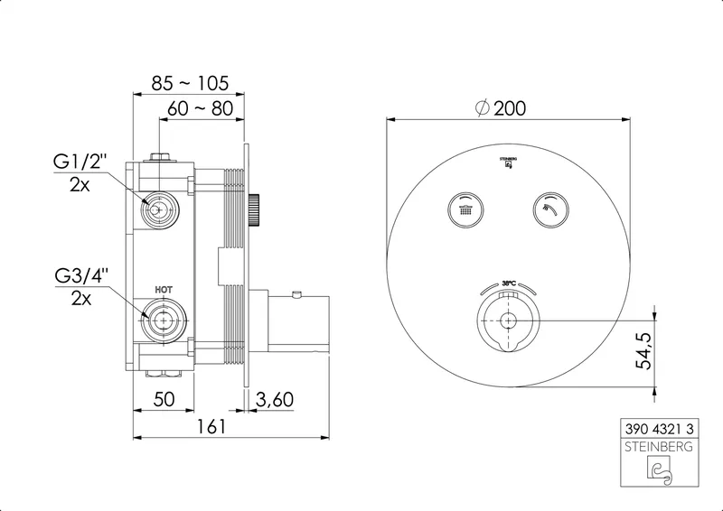 Unterputz-Thermoat (FMS) design4YOU 3.0 chrom