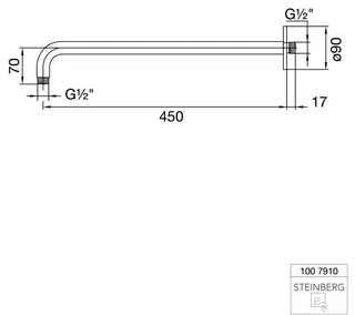 Brausearm Wandmontage 450 mm 4YOU matt white – Bild 2
