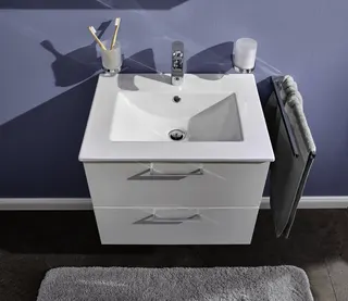 sanibel-Badmöbelset 1.0 GO A23 Typ KE602 Keramik-WT/WTU 600mm Weiss glänzend – Bild 2