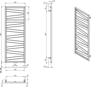 SCALIDO-Designbadheizkörper R1 wasserfü. 50mm BH 1661mm BL600 mm Grey Aluminium – Bild 2