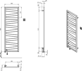 SCALIDO-Designbadheizkörper R1-E Elektro BH 1592mm BL500 mm Anthracite – Bild 2