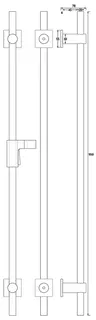 SCALIDO-Wandstange Vario rund 950mm lang Tastgleiter/Halter Rosette eckig verchr. – Bild 2