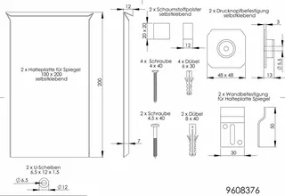 sanibel-Druckknopfspiegelbefestigung z. Kleben/2 Komponenten bis 1,6qm Spiegelfl – Bild 2