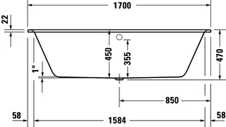 sanibel 3001-Acryl-Badewanne Duo A23 1700x750x450/470mm weiß – Bild 3