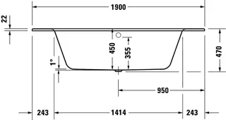 sanibel 3001-Acryl-Sechseckbadewanne A23 1900x900x450/470mm weiß – Bild 2