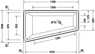 sanibel 3001-Acryl-Badewanne Trapezform A23 Var. links 1700x1000x450/470mm weiß – Bild 3