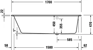 sanibel 3001-Acryl-Badewanne Trapezform A23 Var. links 1700x1000x450/470mm weiß – Bild 4