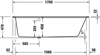 sanibel 3001-Acryl-Badewanne Trapezform A23 Var. rechts 1700x1000x450/470mm weiß – Bild 3