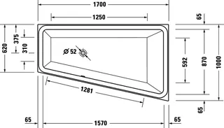 sanibel 3001-Acryl-Badewanne Trapezform A23 Var. rechts 1700x1000x450/470mm weiß – Bild 4