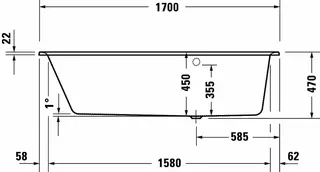sanibel 3001-Acryl-Badewanne Trapezform A23 Var. links 1700x1300x450/470mm weiß – Bild 3