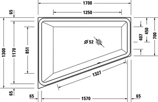 sanibel 3001-Acryl-Badewanne Trapezform A23 Var. links 1700x1300x450/470mm weiß – Bild 4