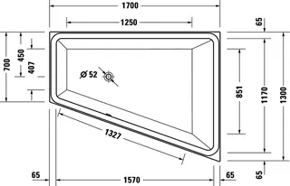 sanibel 3001-Acryl-Badewanne Trapezform A23 Var. rechts 1700x1300x450/470mm weiß – Bild 3