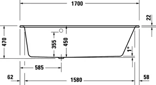 sanibel 3001-Acryl-Badewanne Trapezform A23 Var. rechts 1700x1300x450/470mm weiß – Bild 4