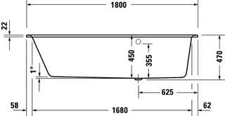 sanibel 3001-Acryl-Badewanne Trapezform A23 Var. links 1800x1400x450/470mm weiß – Bild 3
