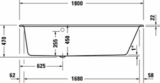 sanibel 3001-Acryl-Badewanne Trapezform A23 Var. rechts 1800x1400x450/470mm weiß – Bild 3