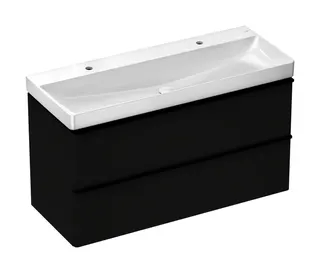 Hansgrohe Doppelwaschtisc.Xelu Q 1200x480mm 2 Hahnlöcher o.Überlauf SmartClean weiß – Bild 2