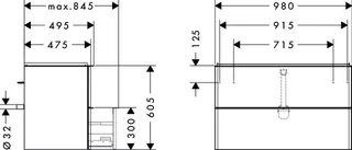 Hansgrohe Waschtischunterschrank Xelu Q ECHN 980x475mm mit 2 SK für Waschtisch MSW – Bild 4