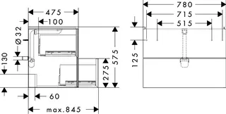 Hansgrohe Waschtischunterschrank Xevolos E Sbma 780/475mm mit 2 Schubkästen für Waschtisch BZs – Bild 5