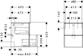 Hansgrohe Waschtischunterschrank Xelu Q ECHN 480x475mm mit 2 SK für HWB MSW – Bild 3