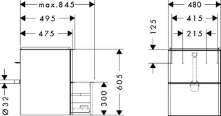 Hansgrohe Waschtischunterschrank Xelu Q ECHN 480x475mm mit 2 SK für HWB MSW – Bild 4