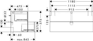 Hansgrohe Waschtischunterschrank Xevolos E Sbma 1180/475mm mit 2 Schubkästen für Waschtisch BZs – Bild 4