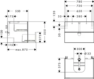 Hansgrohe Waschtischunterschrank Xevolos E Sbma 780/550mm mit 2 SK f.Kons.m.WT ge BZs – Bild 5