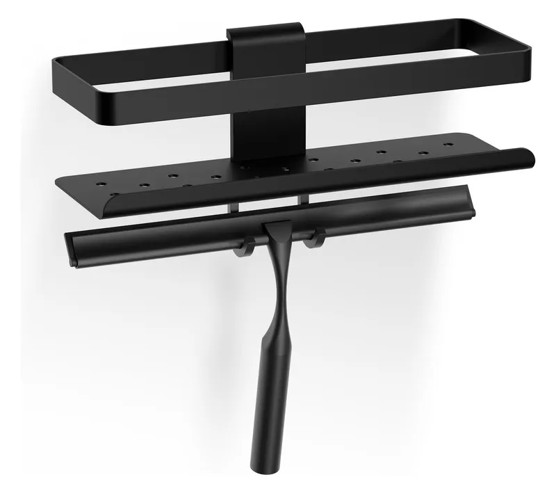 Giese Duschkorb Newport mit Halter für Rasierer, Haken + Wischer schwarz matt