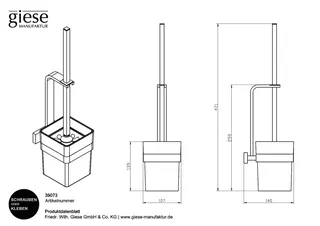 Giese Tono Toilettenbürstengarnitur Wandmodell schwarz matt – Bild 2