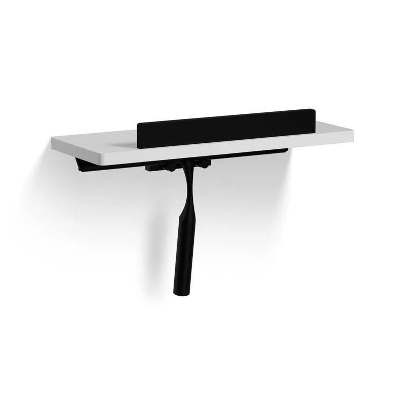 Giese Noka Dusch Konsole mit Haken und Wisch. schwarz matt Corian glacier white