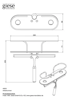 Giese Duschkorb m. Haken + Wischer an Brausestange schwarz matt (HPL) schwarz – Bild 2