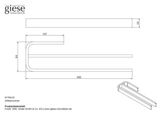 Giese Handtuchhalter doppelt starre Ausführung L: 300 mm – Bild 2