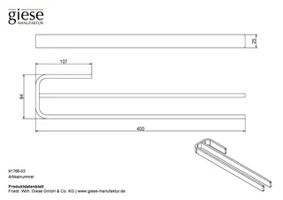 Giese Handtuchhalter doppelt starre Ausführung L: 400 mm – Bild 2