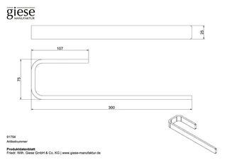 Giese Handtuchhalter einteilig starr für Badmöbel L: 400 mm schwarz matt – Bild 2