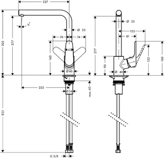 Hansgrohe Spültischmischer 280 Focus M41 Eco 1jet chrom – Bild 3