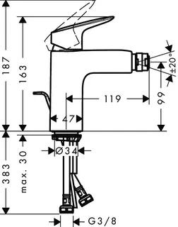 Hansgrohe Bidetmischer Logis mattschwarz – Bild 2