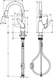 Hansgrohe Spültischmischer 180 Focus M42 Eco Ausziehbrause 2jet chrom – Bild 3
