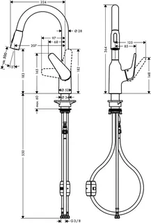 Hansgrohe Spültischmischer 180 Focus M42 Eco Ausziehbrause 2jet chrom – Bild 4