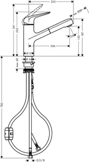 Hansgrohe Spültischmischer 150 Focus M42 Eco Ausziehauslauf 1jet chrom – Bild 3