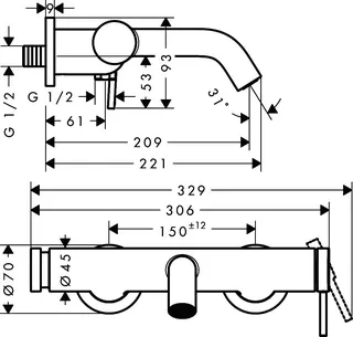 Hansgrohe Wannenmischer Aufputz Tecturis S MW – Bild 4