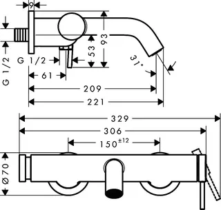 Hansgrohe Wannenmischer Aufputz Tecturis S MW – Bild 5