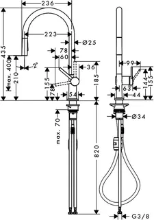Hansgrohe Spültischmischer 210 Talis M54 Eco Ausziehbrause 2jet mattschwarz – Bild 4