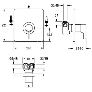 Aquarotter Thermostatbatterie, F5, EHM, UP, Umrüstung AQRM657/675 – Bild 2