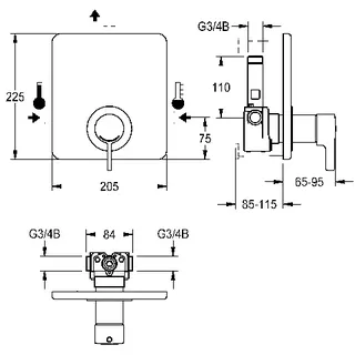 Aquarotter Thermostatbatterie, F5, EHM, UP, Umrüstung AQRM688/698 – Bild 2