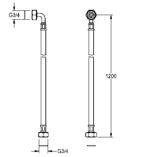 Aquarotter Schlauch, G3/4xG3/4, 1200mm, DN10, L-Form, 2000105647 – Bild 3