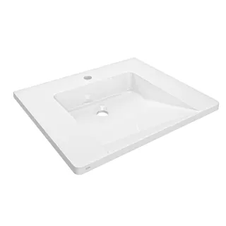 Aquarotter Einzelwaschtisch, EXOS, MIRANIT, 600x125x500 mm, weiß, Hahnloch