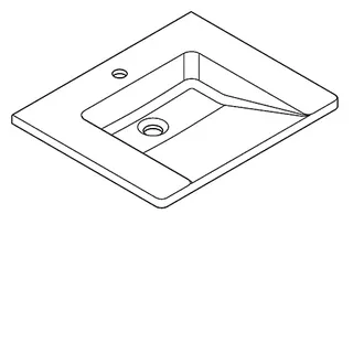 Aquarotter Einzelwaschtisch, EXOS, MIRANIT, 600x125x500 mm, weiß, Hahnloch – Bild 2