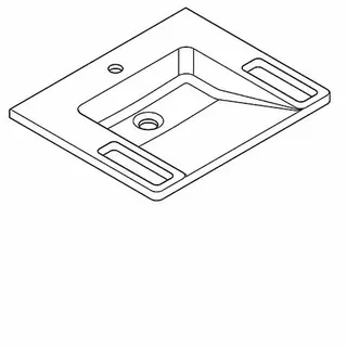 Aquarotter Einzelwaschtisch, EXOS, MIRANIT, 600x125x500 mm, weiß, Hahnloch, Griff – Bild 2