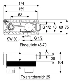 SH Waschtisch EINBAUSET TEC-BOX_WT STEUERUNG RECHTS, 174X75 – Bild 2