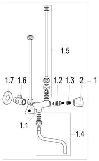 SH KÜCHENARMATUR CLASSIC-LINE_2 ÜBERTISCHSPEICHER, ROHR 12MM, CHR – Bild 3