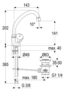 SH Waschtisch ARM. ZWEIGR. CLASSIC-LINE_2 CLASSIC,ABLGARN.,HU-ROHRAUSL.,CHR – Bild 2